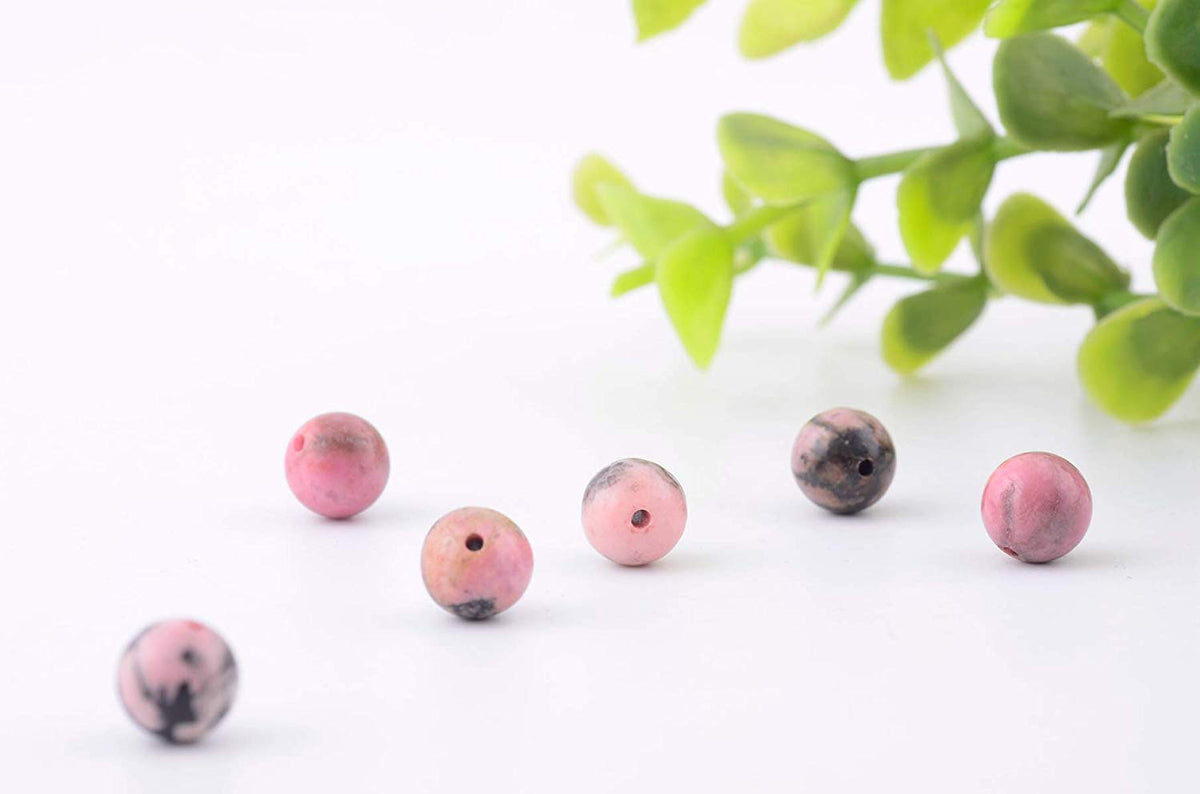 Natural Stone Beads 100pcs 6mm Black Stripe Rhodonite Round Real Stone Beading Loose Gemstone Hole 1mm DIY Charm Beads for Bracelet Necklace Earrings Jewelry Making (Black Stripe Rhodochrosite, 6mm)