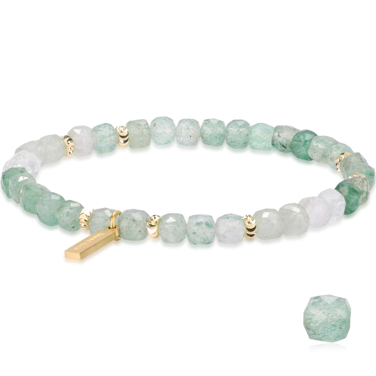 MesoAura Green Strawberry Quartz Crystal Bracelet for Women & Men – Handmade Gemstone Beaded Bracelet, Heart Chakra Stone for Love, Compassion & Creativity – Adjustable Crystal Jewelry Gift (Heart Garden Green Strawberry Quartz Bracelet)