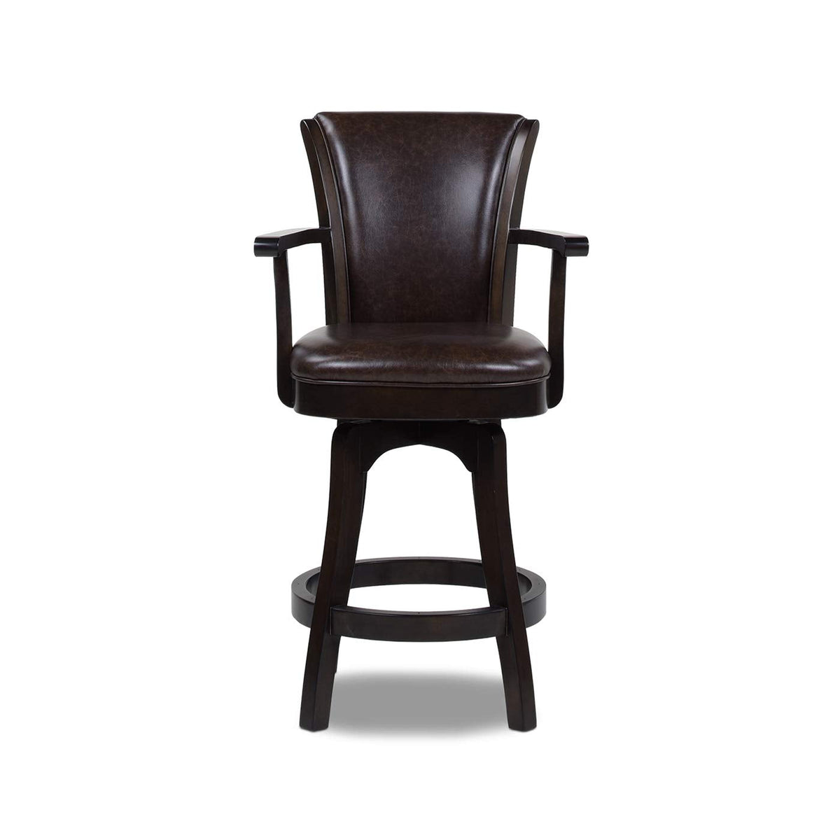 Jennifer Taylor Home Williams 27” Swivel Counter Height Bar Stool, Vintage Brown Faux Leather