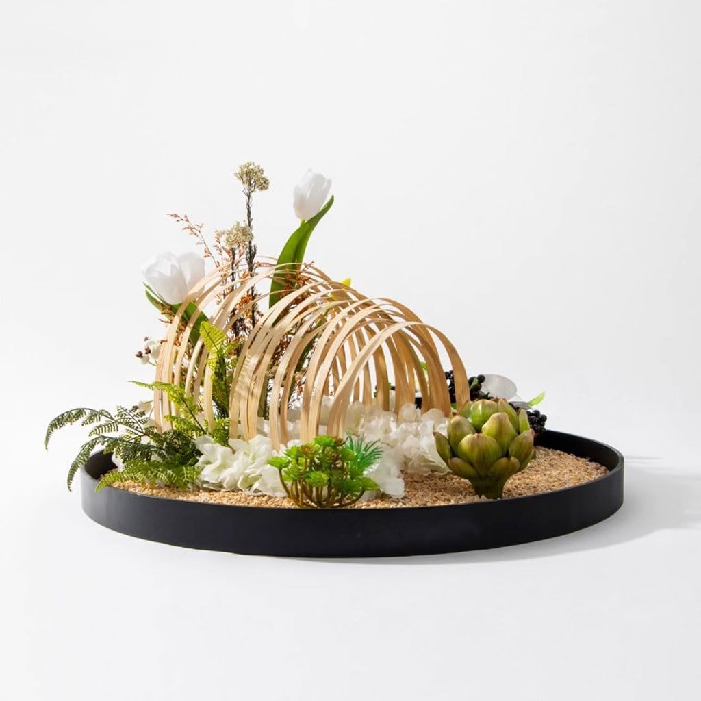 Large Round Table in The Middle of the Turntable Flower Hotel Restaurant Light Luxury Decorations Landscape Fake Plants(Small)