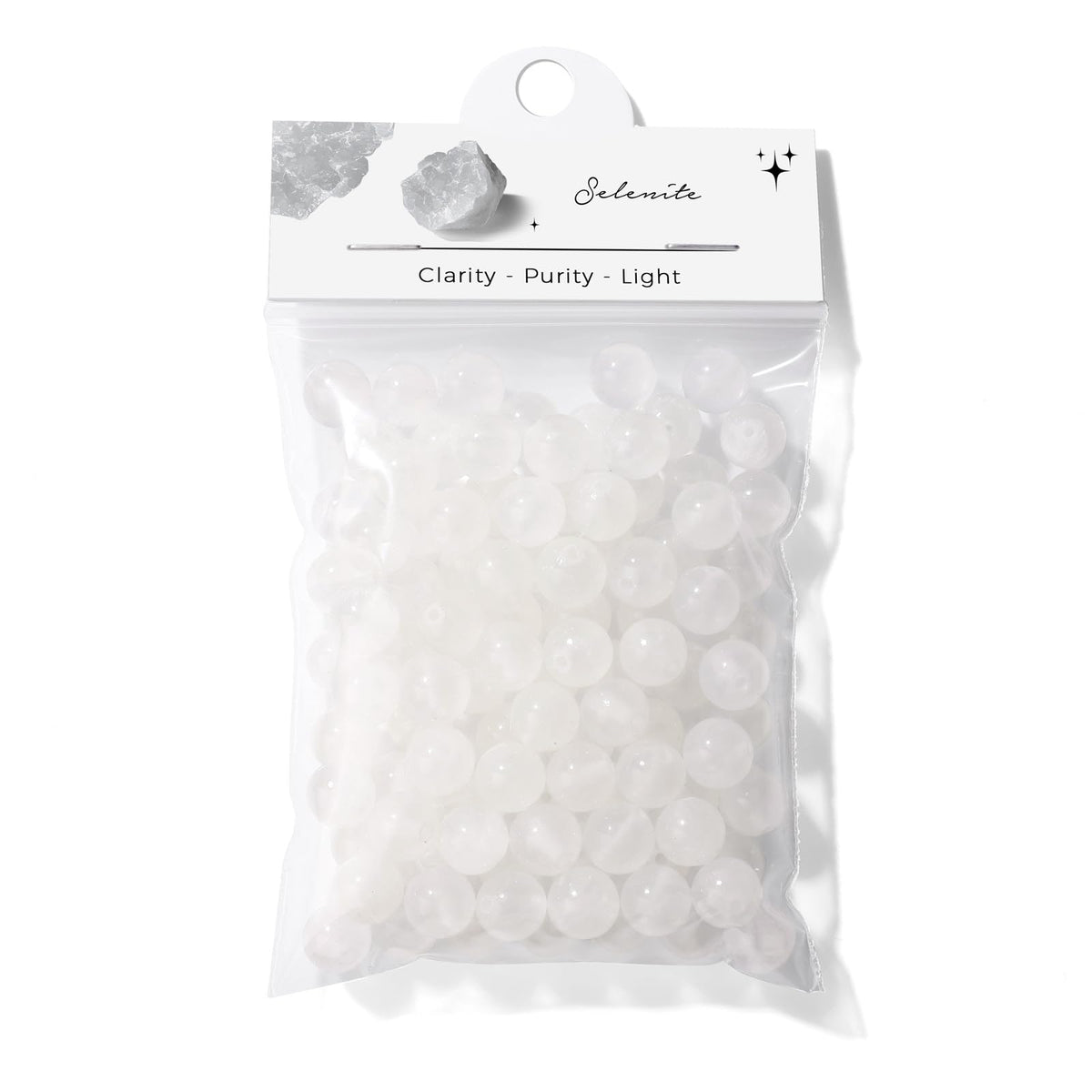 Raicegs 100pcs 8mm Selenite Beads Natural Gemstone Beads Round Loose Beads for Jewelry Making DIY Bracelets Necklace