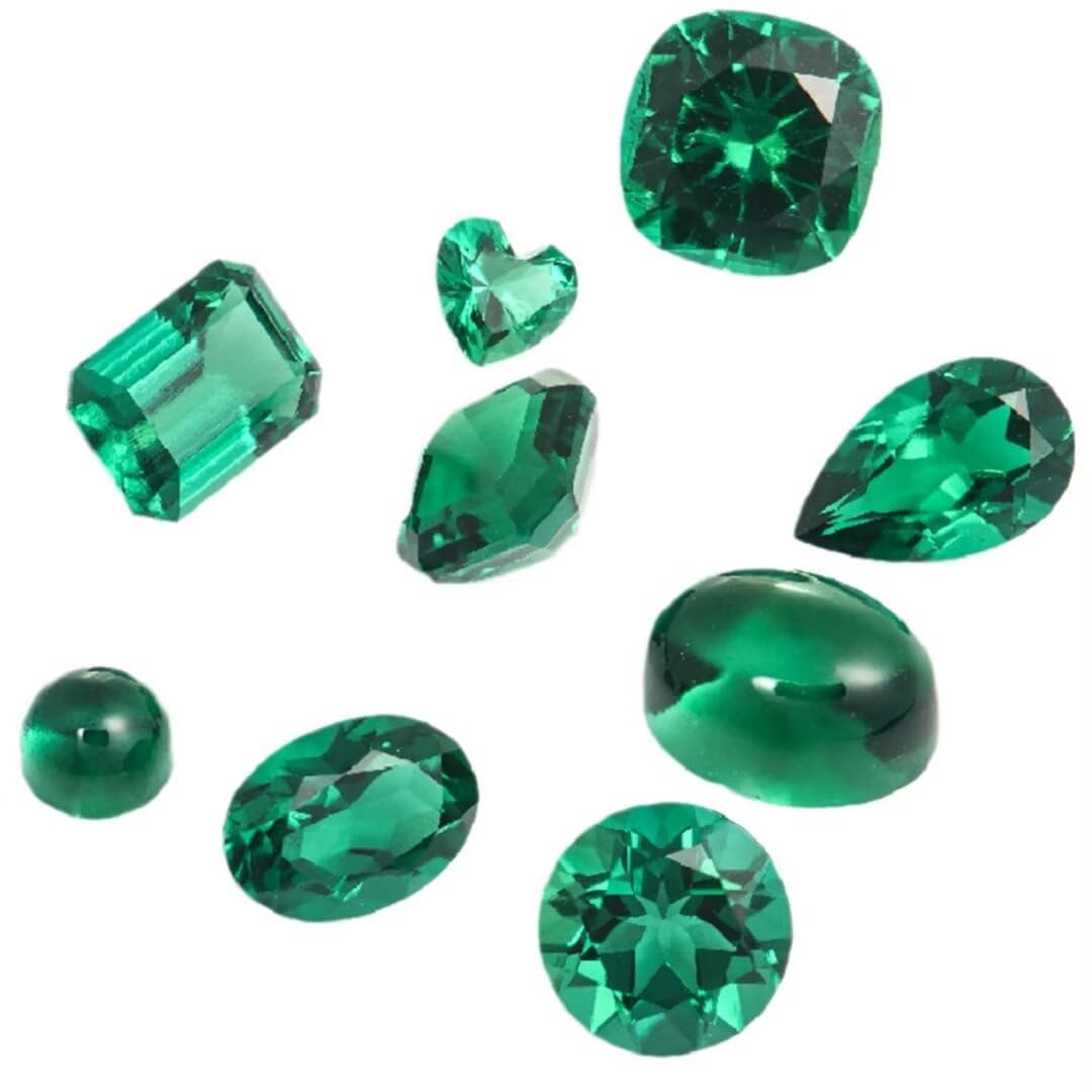 1PCS 6.5mm Round Laboratory Cultivates Zambian Emerald about 1 CT