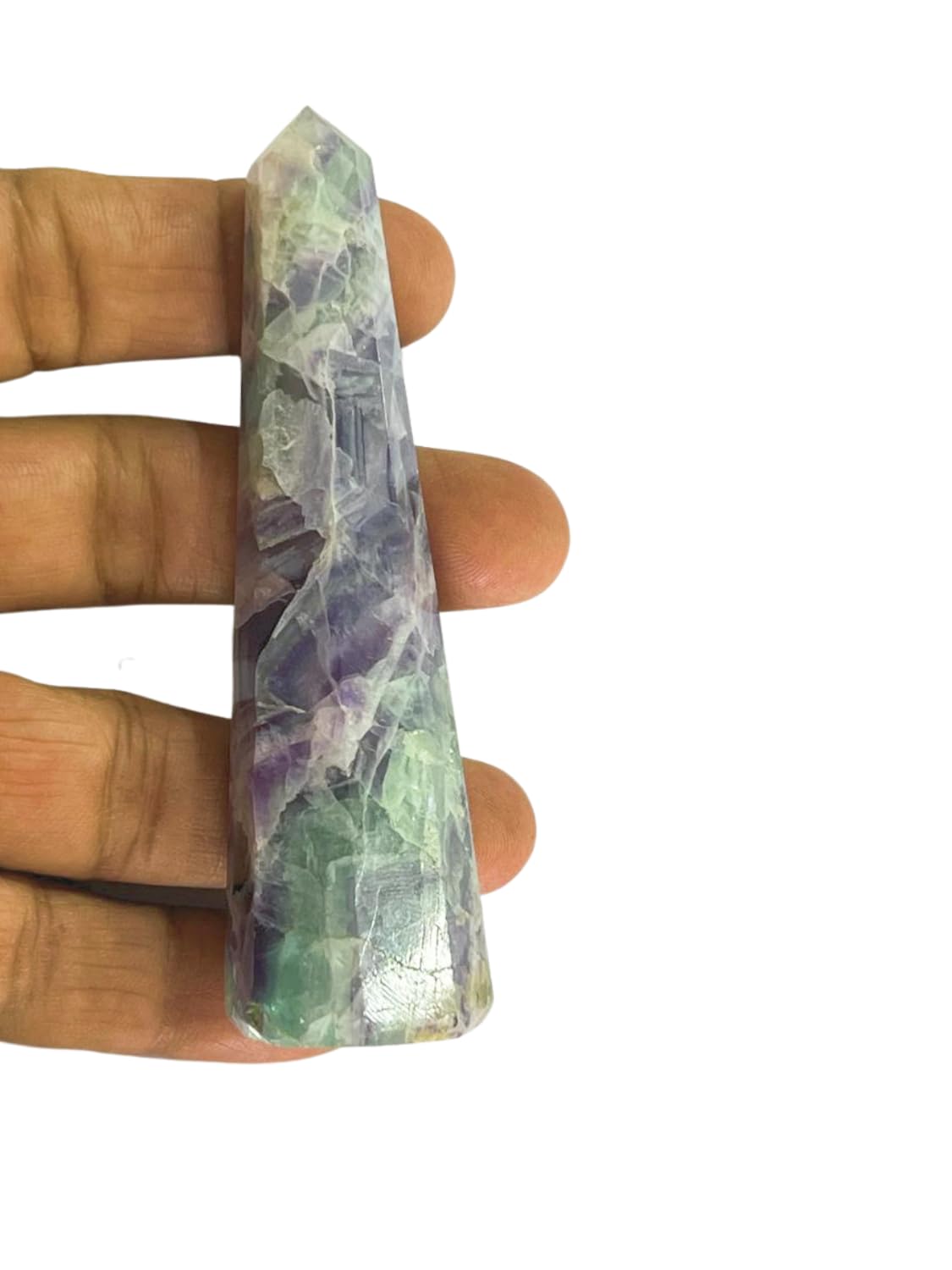 WholesaleGemShop 3 Inch (70 mm) Gemstones Multi Fluorite Obelisk Tower Jumbo Facet Aura Rock Crystal Natural Polished Earth Wand Spirit