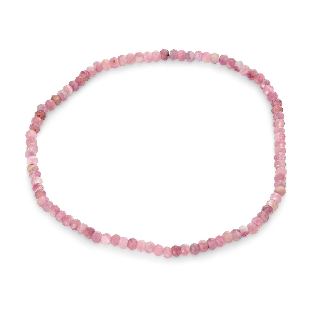 Mini Dainty Tiny Petite Seed Caviar Bead Stacking Round Faceted Genuine Natural Gemstone Pink Tourmaline Ball Stackable Strand Stretch Bracelet For Women Teen Stackable Set of 3 Strands Adjustable
