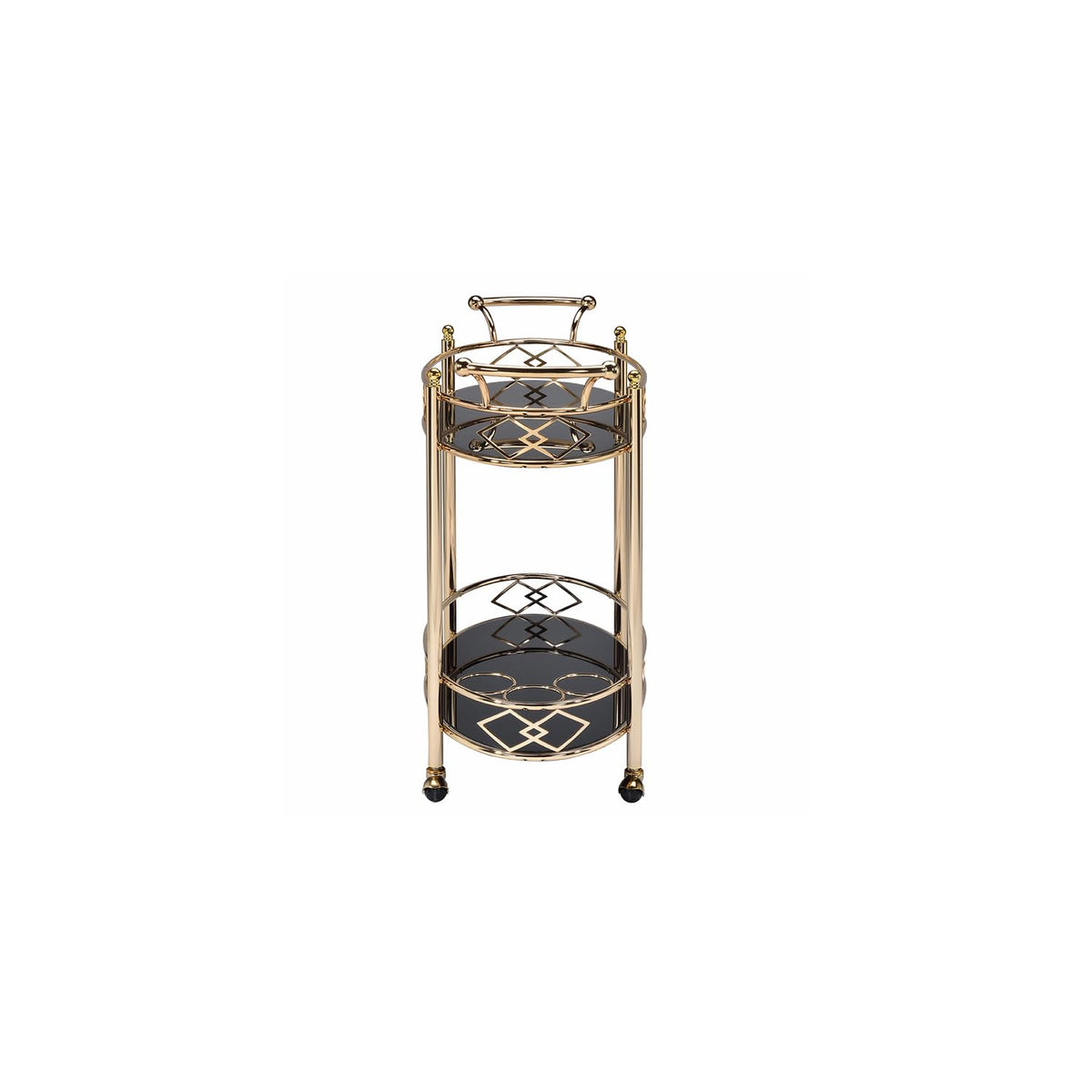 Maykoosh Global Glam Serving Cart Made with Sturdy Metal Construction in Gold Finish, Tempered Glass Top, Open Bottom Shelf.25 Lb.34.65 X 15.98 X 32.09, Gold/Black