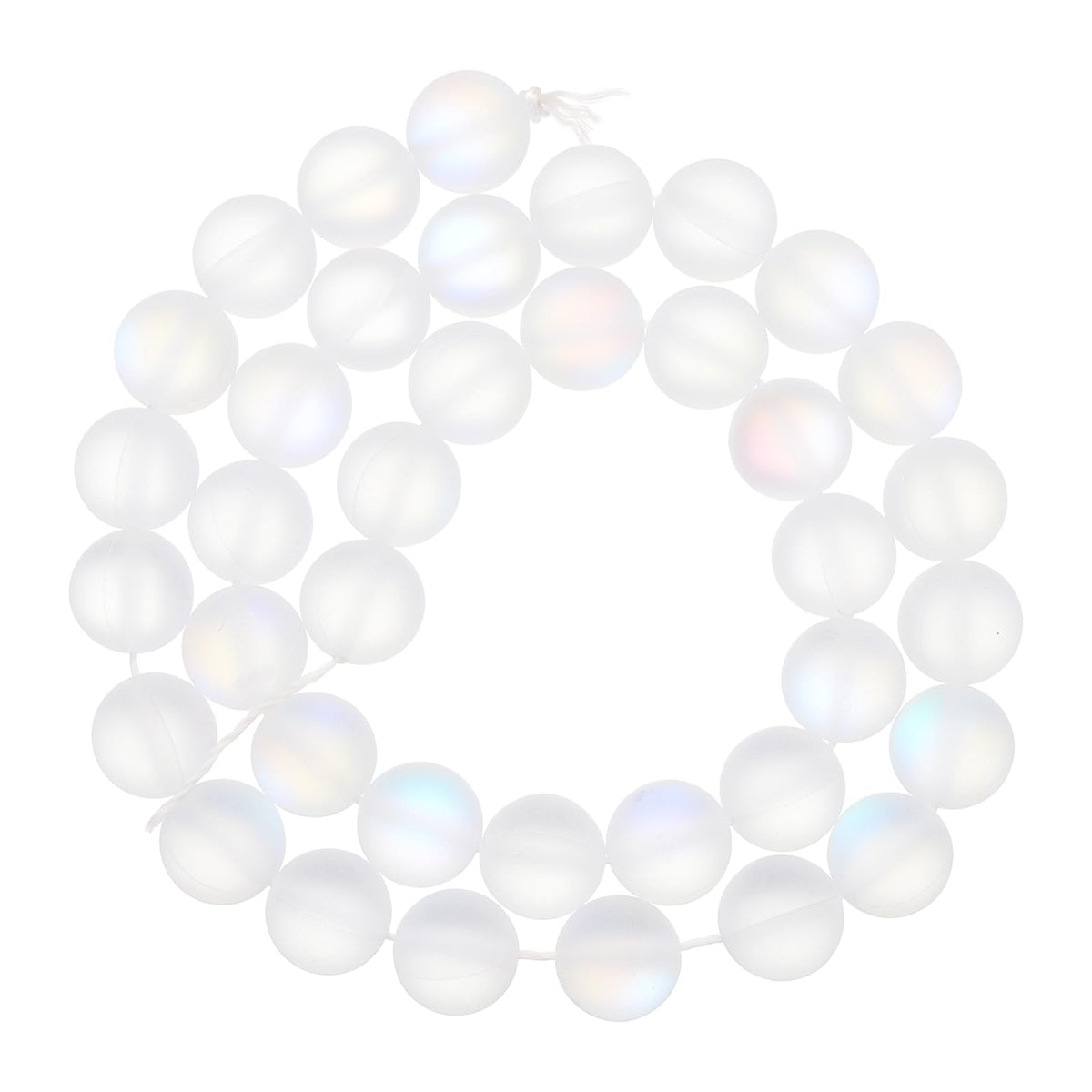 uxcell Matte Crystal Glass Beads 10mm Synthetic Frosted Shining Semi-Precious Round Loose Beads Synthetic Moonstone for Jewelry Making DIY Bracelet, White