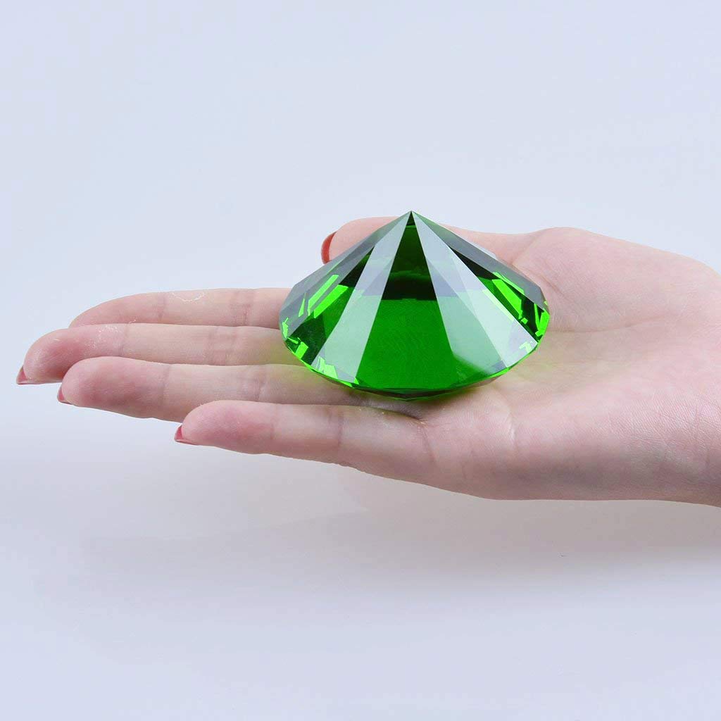 Crystal Glass Diamond Shaped Decoration, Green 60mm Jewel Paperweight,Gift Decoration Idea For Christmas, Thanksgiving (Please identify our brand Yarr Store)