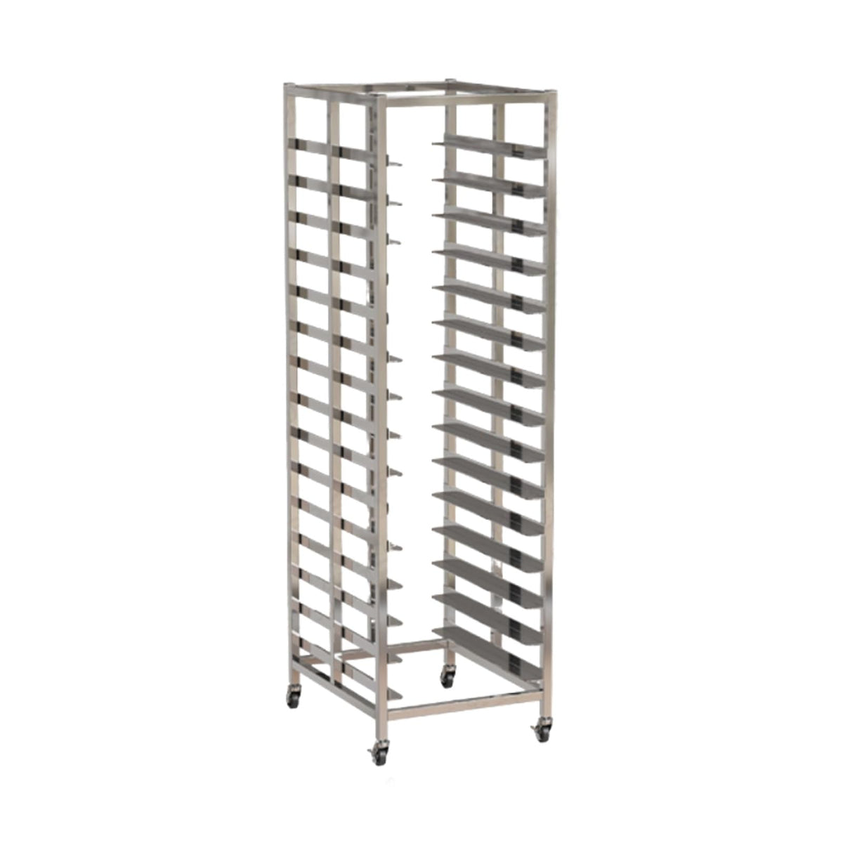GenSDH 15-Tier Stainless Steel Rack, Commercial Mobile Bakery Trolley for Bread & Pizza, Heavy-Duty 400Kg Capacity, Multi-Layer Sheet Pan Storage Solution