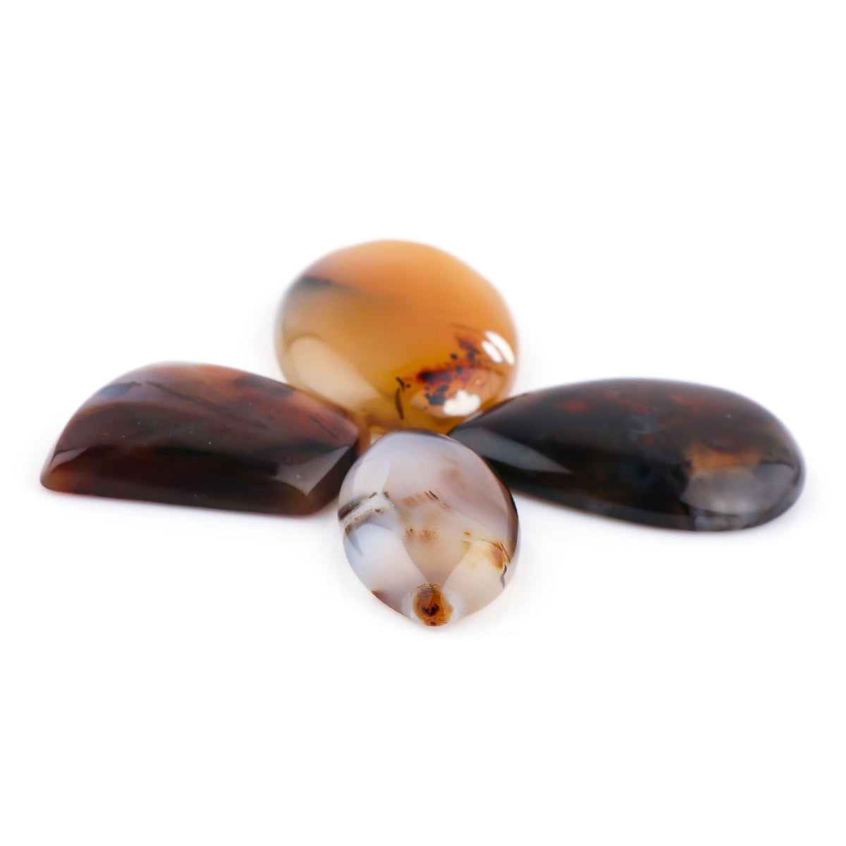 CRYSTALINES 4pcs, Wholesale Natural Montana Agate Gemstone, Assorted Bulk Flatback Cabochon Stone, Polished Loose Supplies for Wire Wrap, DIY Jewelry Making, Healing Crystals, Gem Collection