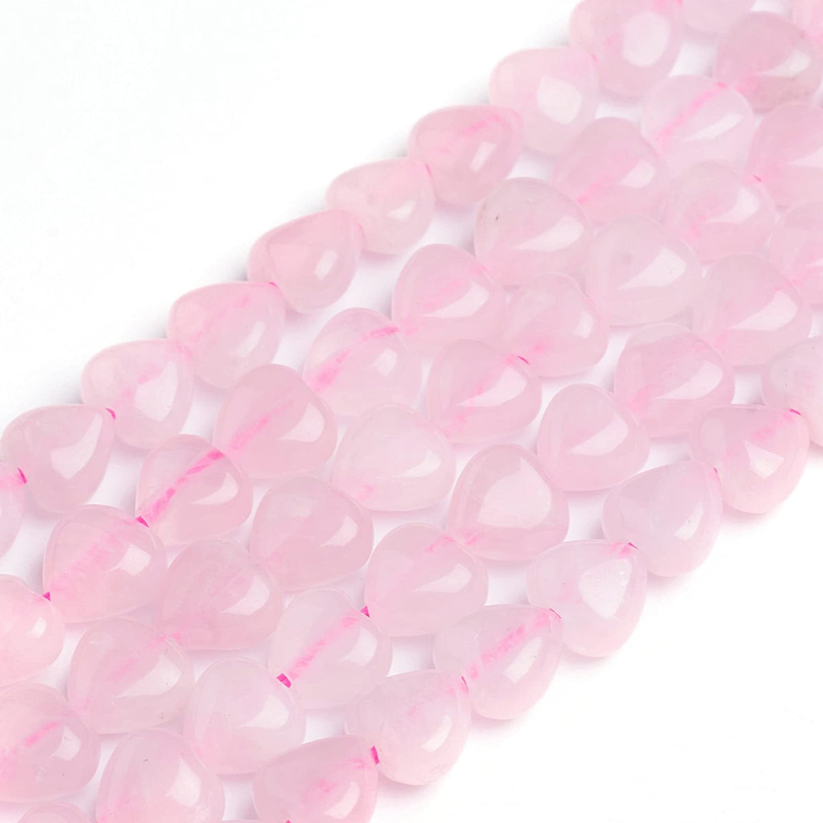 Fashewelry 98pcs Natural Rose Quartz Heart Beads Energy Healing Chakra Stone Loose Beads Polished Crystal Gemstone Spacer Beads for Earring Bracelet Necklace Jewelry Making, 7.2-9x8.3-8.7mm