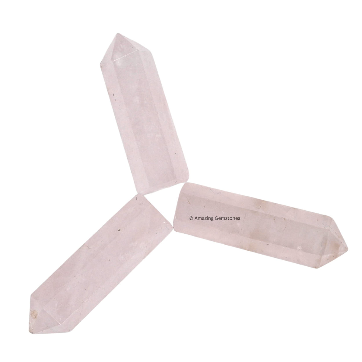 Amazing Gemstone Rose Quartz Crystal Points Bulk Healing Crystals - Pack of 3 Single Terminated Healing Wand Point Bulk Crystals for Crafts, Crystal Grid, DIY Work - Premium Crystals - Beginners Gift