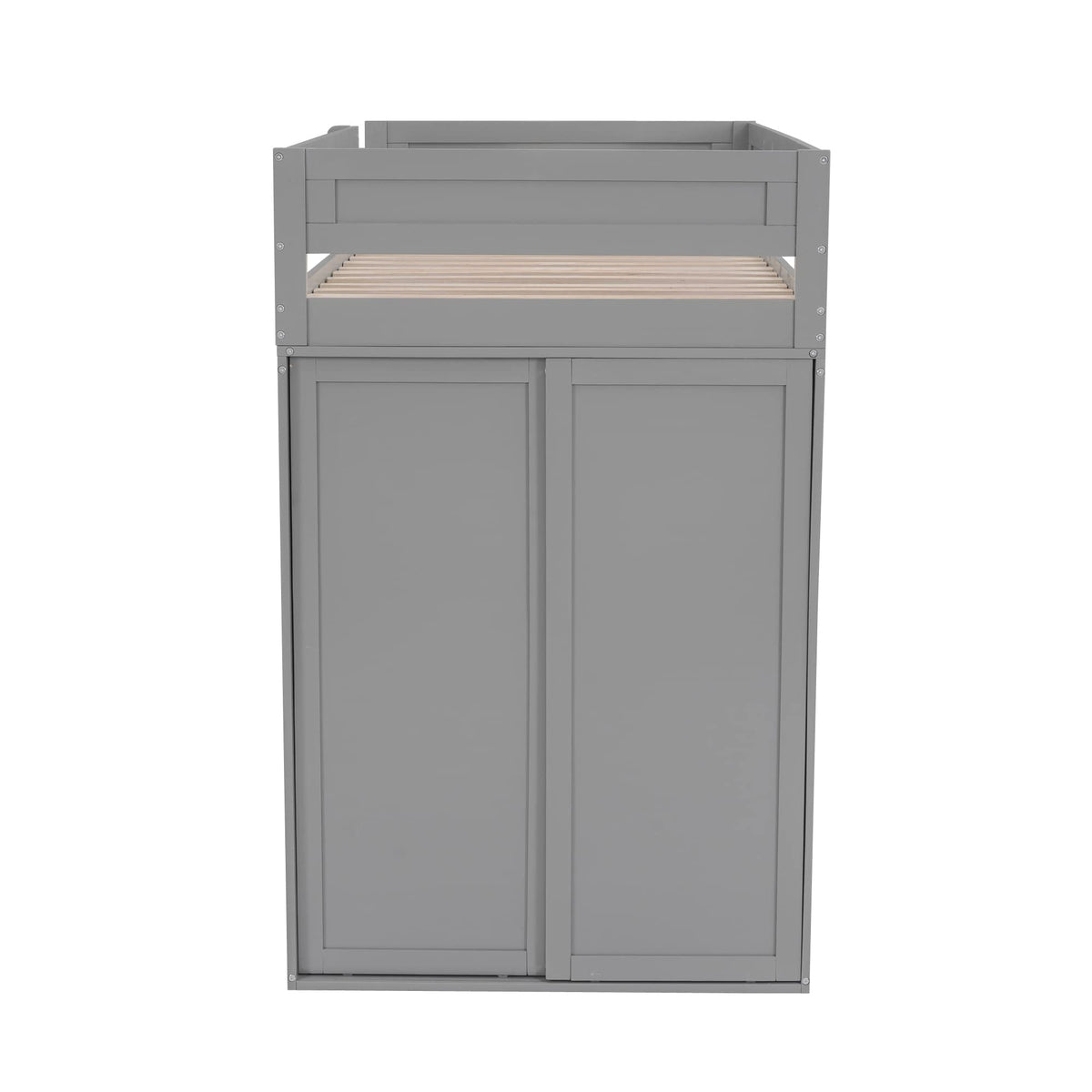 Merax Loft Bed Twin with Desk and Wardrobe, Storage Design with Drawers & Cabinet, Wood Loft Bed Frame for Adult, Teen Girls & Boys(Grey)