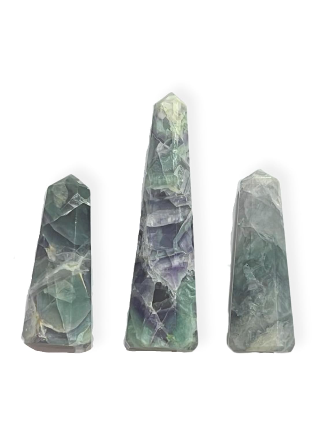 WholesaleGemShop 3 Inch (70 mm) Gemstones Multi Fluorite Obelisk Tower Jumbo Facet Aura Rock Crystal Natural Polished Earth Wand Spirit
