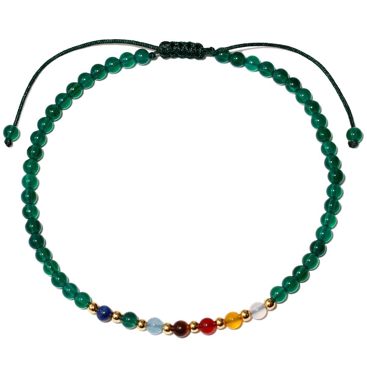 Jewever 7 Chakra Ankle Bracelets for Women Beach Foot Healing Crystals Lava Rock Essential Oils Diffuser Worry Stone Energy Balancing Meditation Yoga gifts (Green agate)