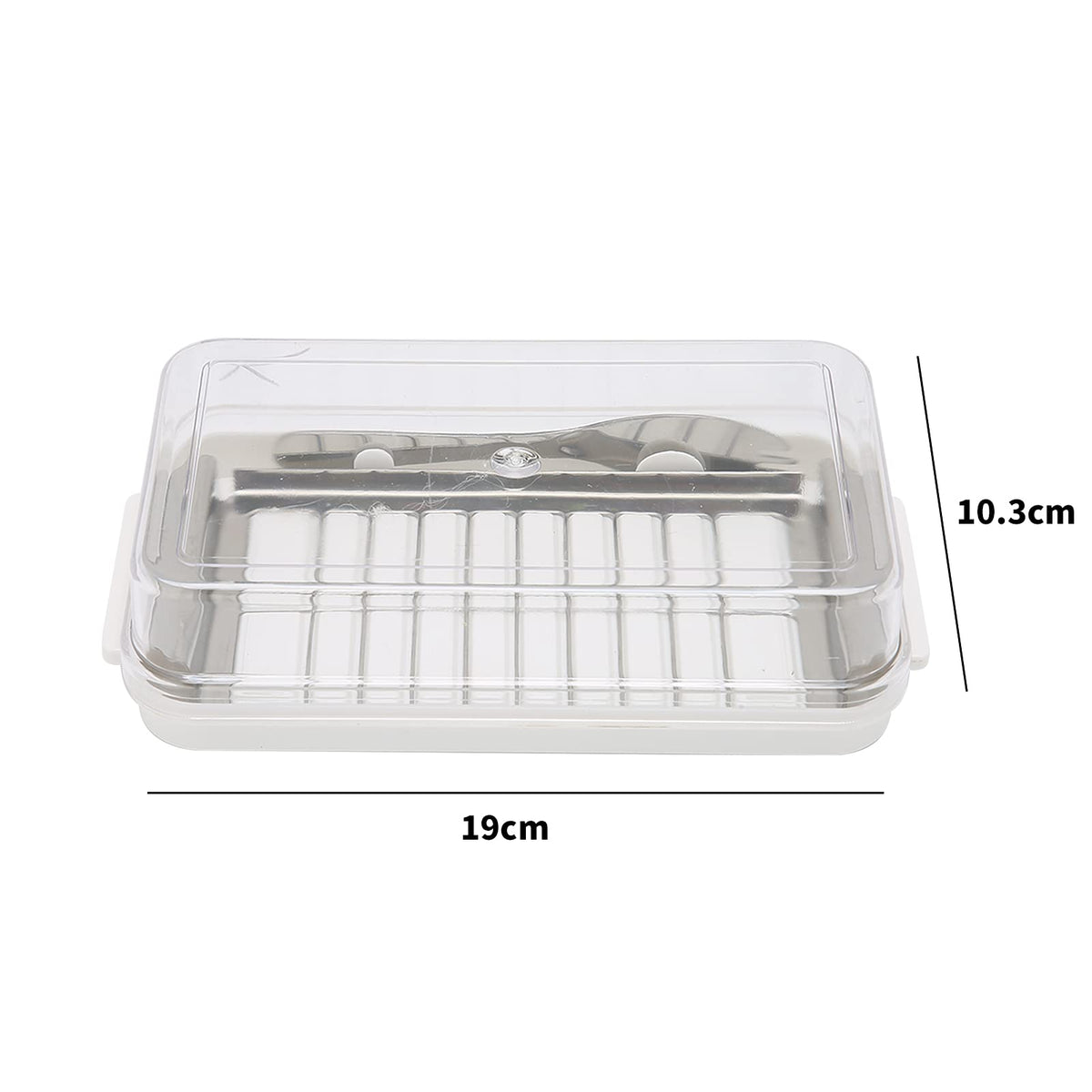 Butter Slicer Cutter, Stainless Steel Butter Cutter Container Butter Storage Box Small Butter Container with Transparent Cover Kitchen Tool for Easy Cutting (Butter grid hole