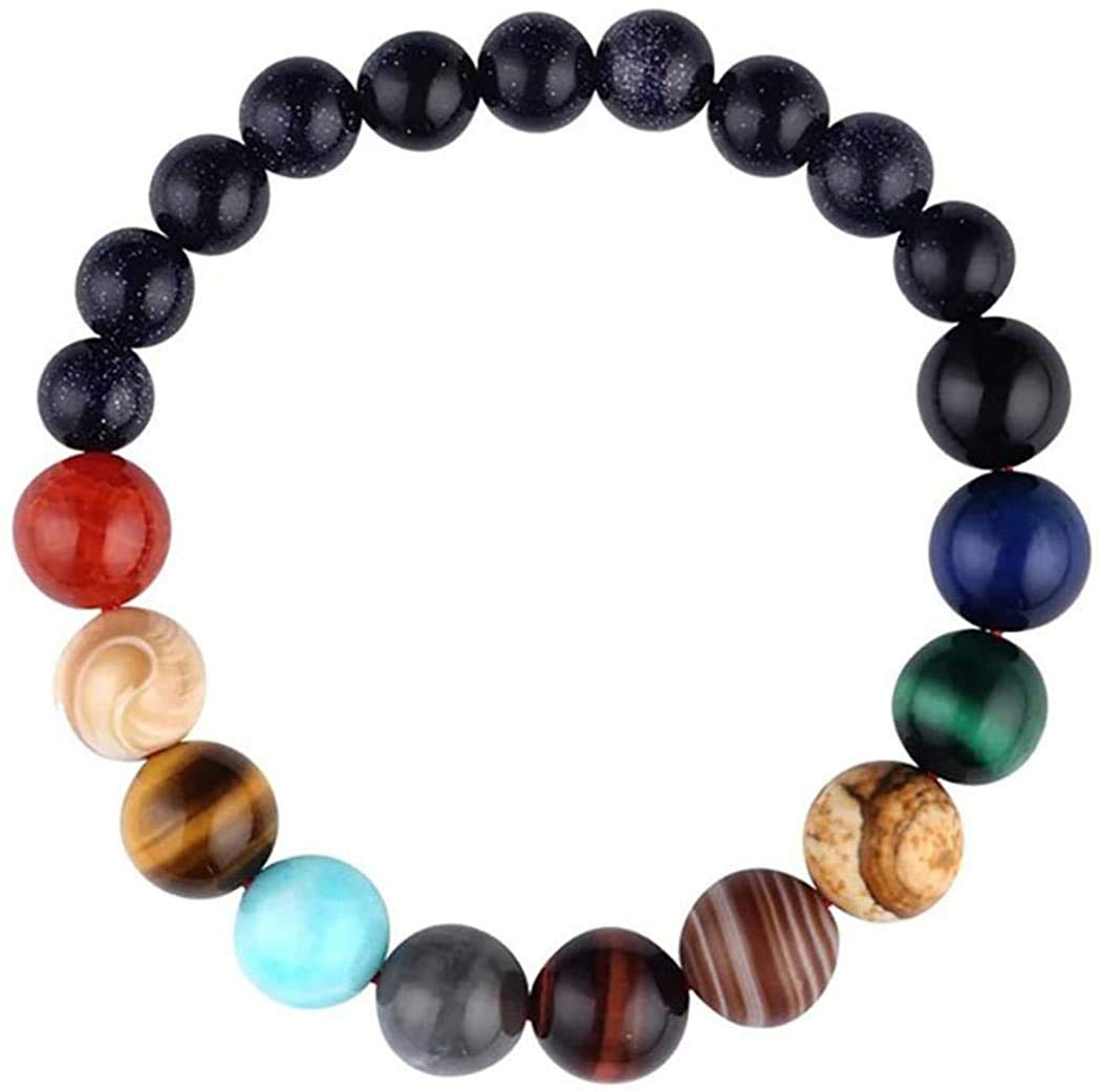 Comelyjewel Black Lava Stone 7 Chakra Bracelets Rock Bead Elastic Natural Stones Gemstones Yoga Beads Bracelets for Men Women Girls Jewelry