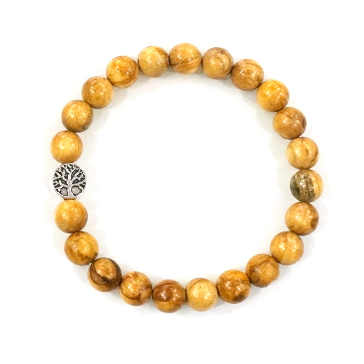 TaHLga 8MM Palo Santo Bracelet with Sterling Silver for Women Men | Beautiful Fragrance | Healing Spiritual Jewelry for Reiki Yoga Deep Meditation