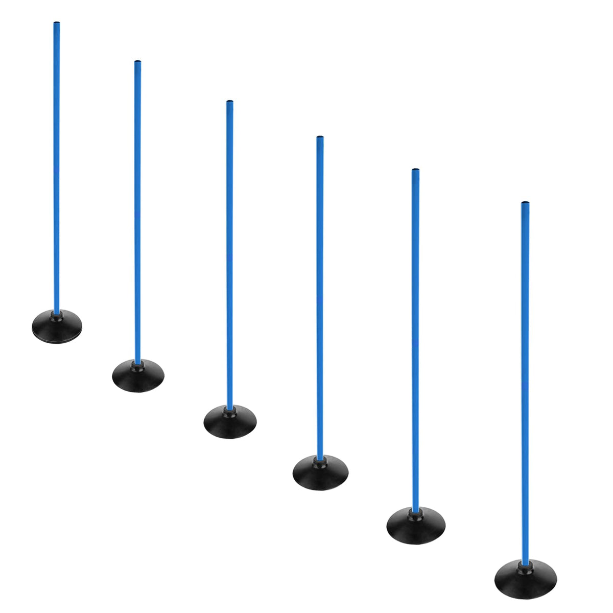 ASENVER Blue Soccer Agility Poles Set Detachable Sports Trainning Speed Pole Slalom Poles with Rubber Base Sport Traning Equipment (4.9 FT, Pack of 6)
