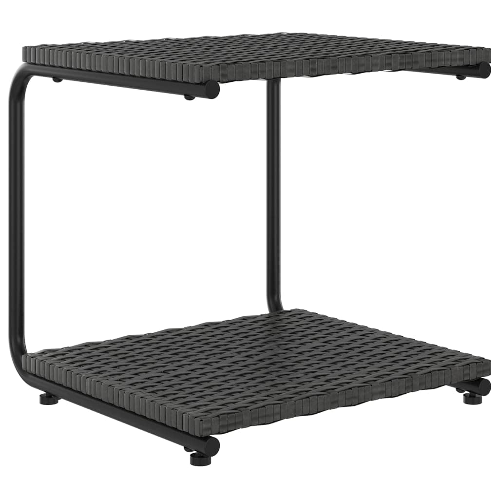 JHQHSM Black Rattan 2-Person Garden Sun Bed with Cream White Cushions, Outdoor Sun Lounger for Patio