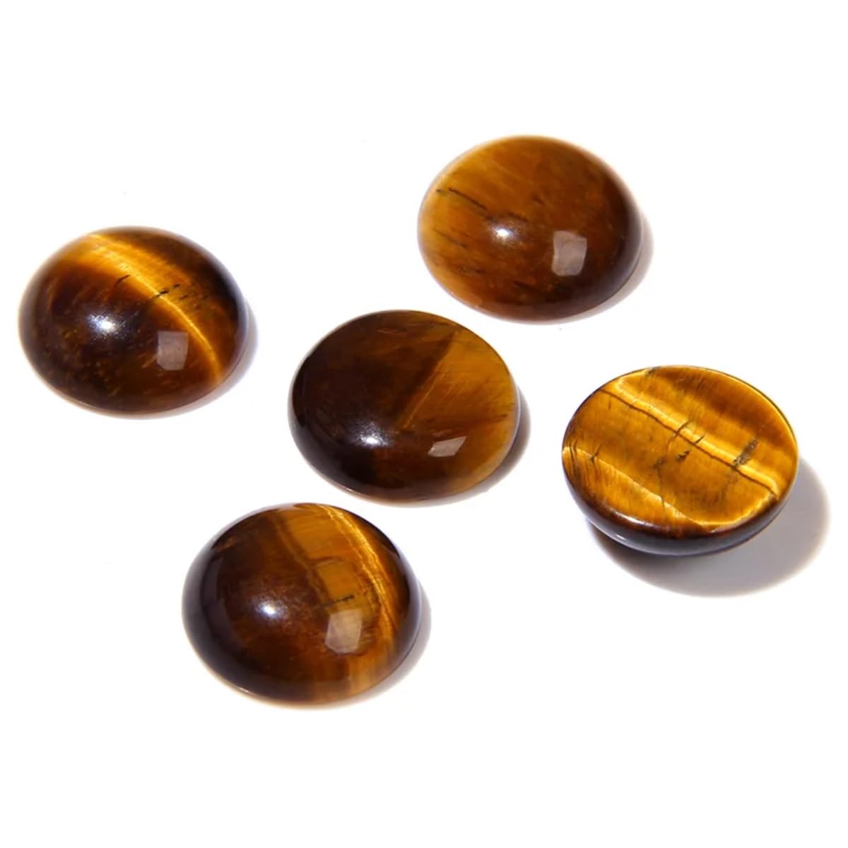 20pcs 10mm Natural Stone No Hole Tiger Eye Semicircle Smooth Cabochons Beads Healing Chakra Crystal Stone Bead for Jewelry Making Rings Earrings Necklace Bracelet DIY Crafts
