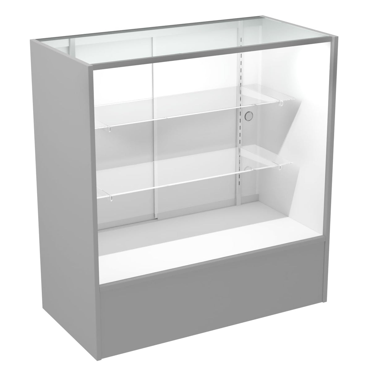 HUZJIEHUI 36" W x 18" D x 38" H - Retail Display Cabinet, White Wooden Full View Glass Display Cabinet with LED Lights and Glass Shelves