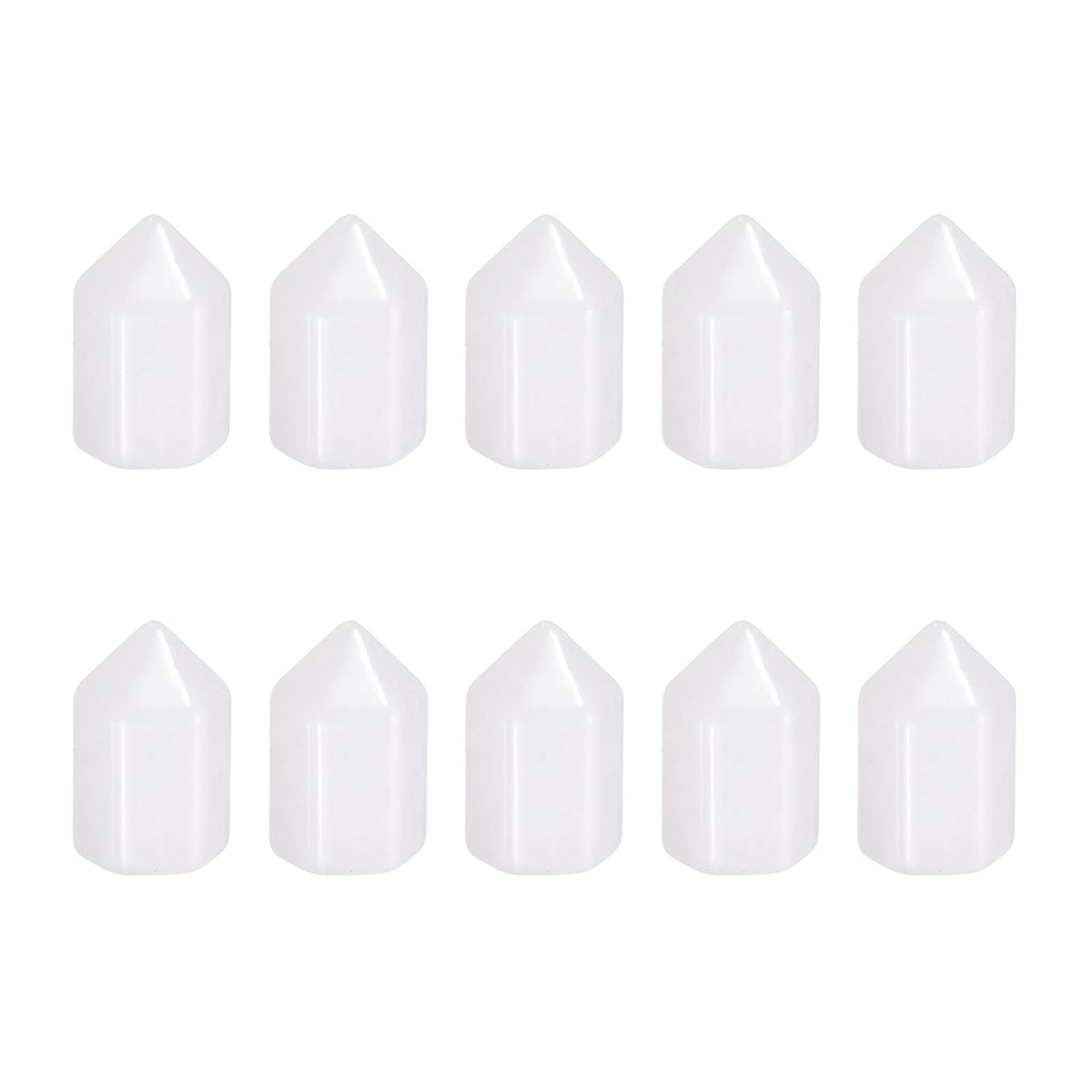 MECCANIXITY Crystals Wands Clear Quartz Hexagonal Faceted Single Points Towers Pocket Polished Stone Bulk for Energy Chakra Meditation Crystal Healing, 15 x 25mm (White),5Pcs