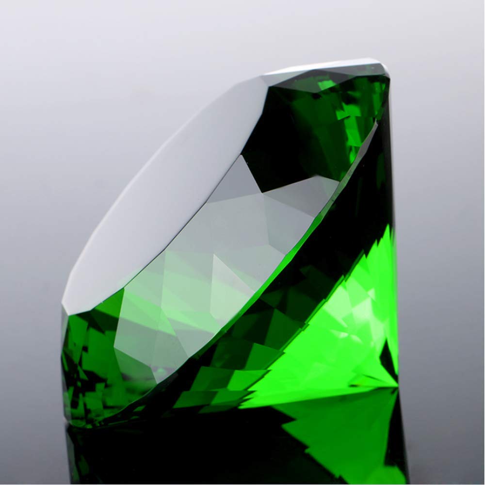 Crystal Glass Diamond Shaped Decoration, Green 60mm Jewel Paperweight,Gift Decoration Idea For Christmas, Thanksgiving (Please identify our brand Yarr Store)