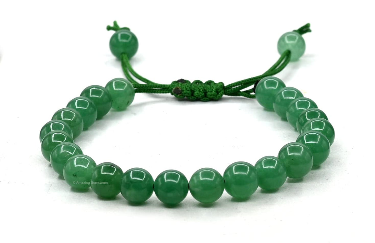 Amazing Gemstone Green Aventurine Bracelet, Gifts For Men & Women - Protection Healing Crystal Bracelet - 8mm Gemstone Beaded Adjustable Bracelet, Pulseras Para Hombres Mujer Stocking Stuffers