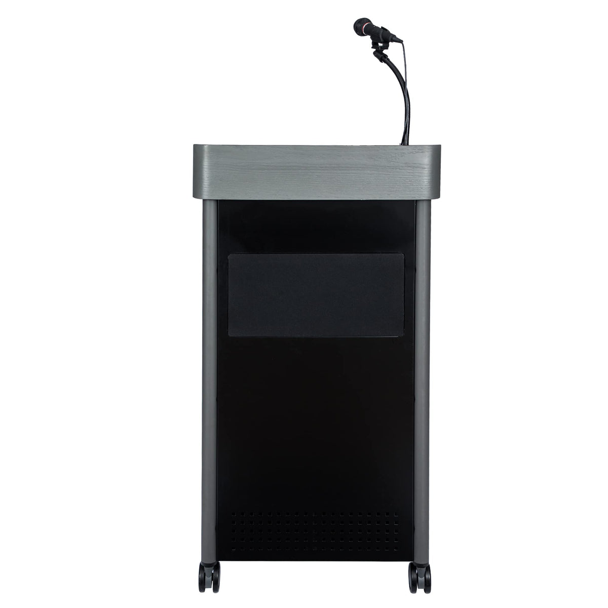OEF Furnishings CoreSound Media Series Floor-Standing Mobile Lectern (No Microphone, AC Powered, Charcoal Finish)