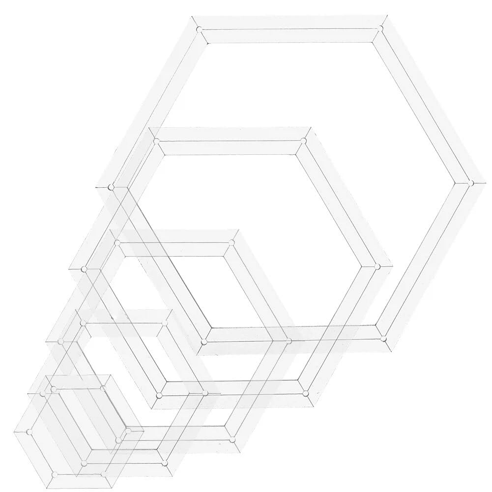 AHANDMAKER 5 Pieces Hexagon Quilting Templates 2 Inch, 3 Inch, 4 Inch, 5 Inch, 6 Inch Acrylic Quilting Templates Hexagon Acrylic Patchwork Rulers for Crafting Sewing Quilt Making Patchwork