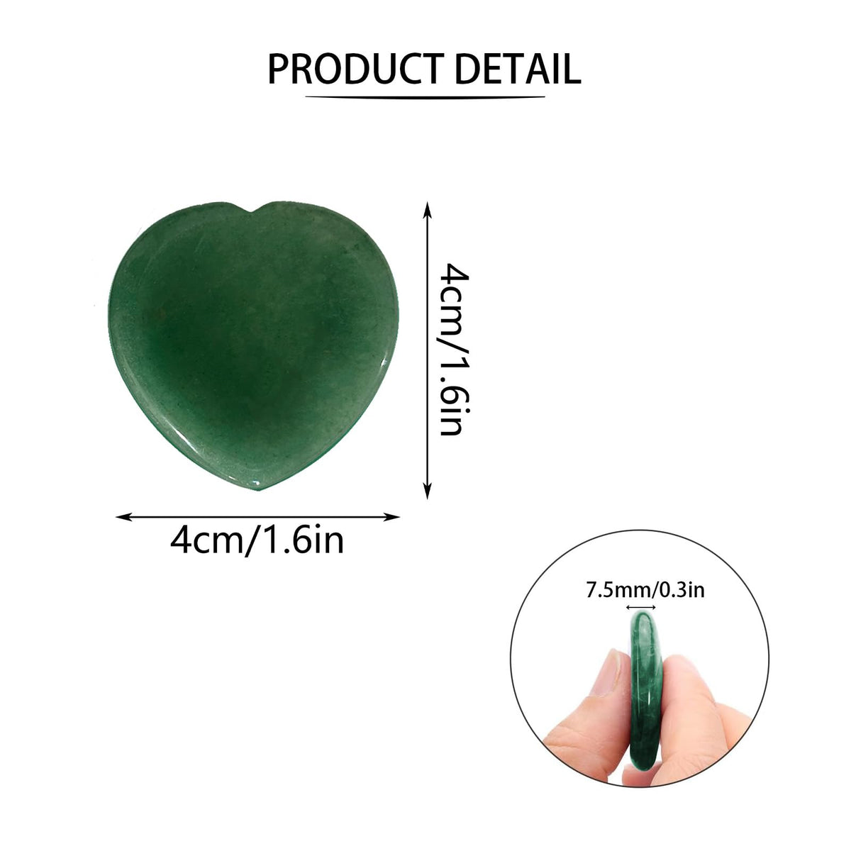 2 Pcs Thumb Worry Stone for Anxiety,Green Aventurine Crystals Healing Stones,Heart Shape Chakra Worry Stone,Anxiety Stress Relief Meditation Crystal