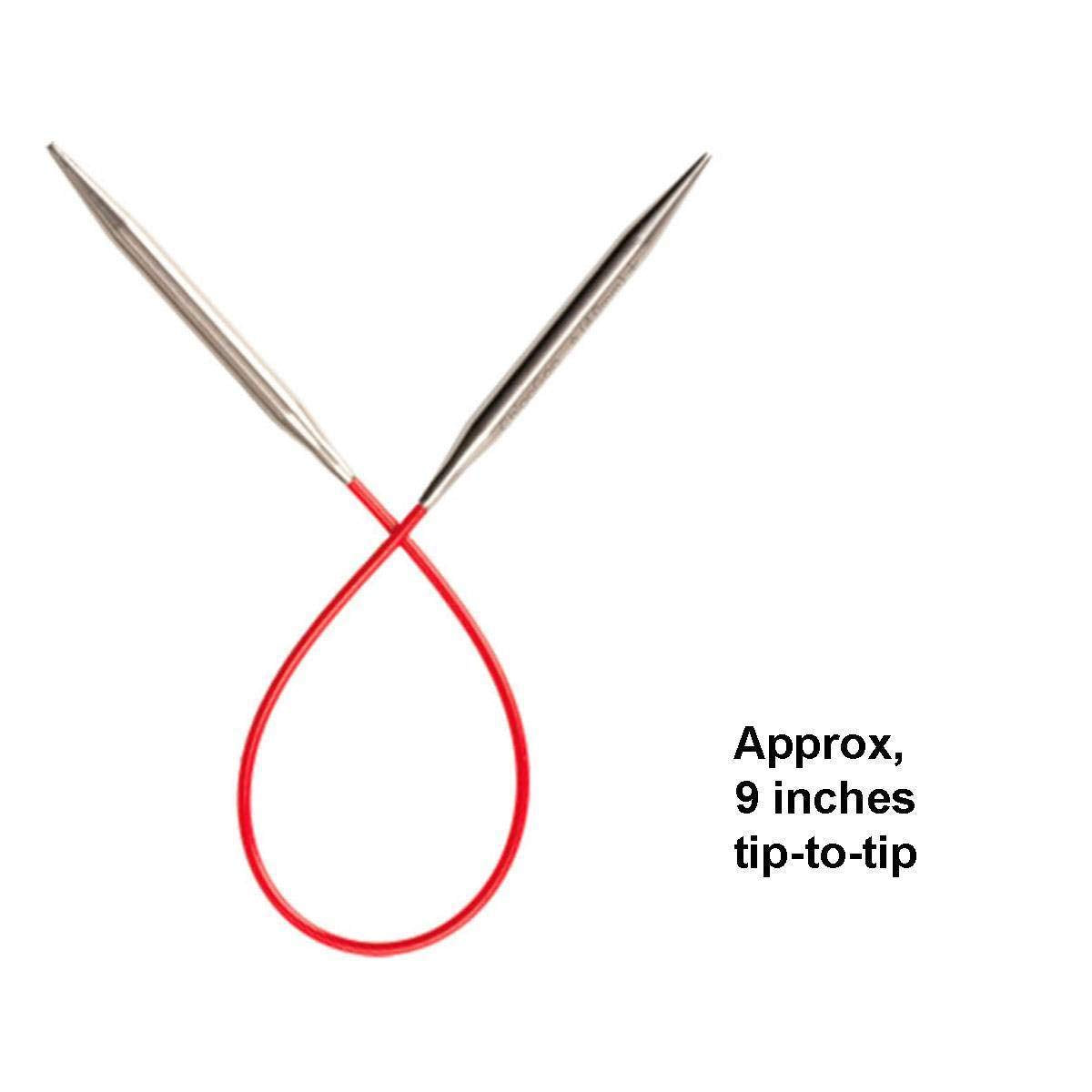 ChiaoGoo Knit Red 9 inch (23cm) Circular Knitting Needles US Size 5 (3.75mm) Stainless Steel 6009-5 with Stitch Holder