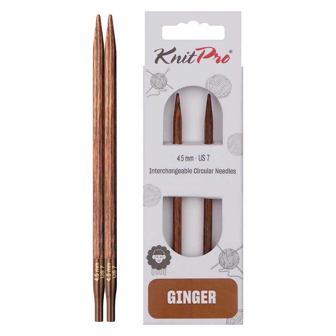 KnitPro Ginger Interchangeable Circular Needles 5" (13cm) | US Size 7 (4.5mm)