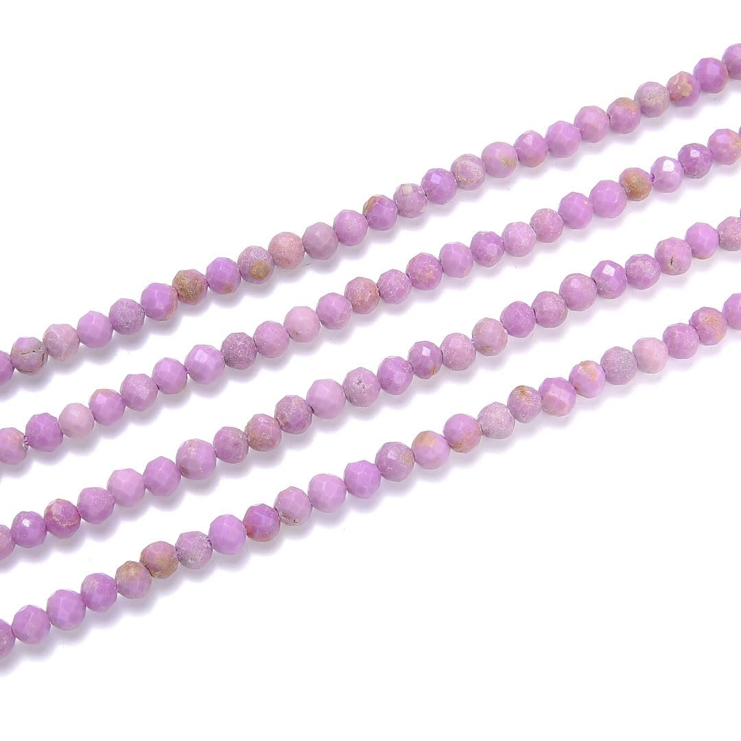 Adabele 15 Inch Natural Purple Phosphosiderite Healing Gemstone 4mm (0.16 Inch) Tiny Small Faceted Round Loose Beads Stone Spacer (100-110pcs) for Craft Jewelry Making GK4-25