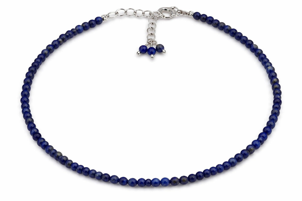 Gempires Lapis Lazuli Bracelet for Women | Dainty Handmade Gemstone Beaded Bracelet 2.5 mm | Minimalist Stacking Jewelry | Lightweight Everyday Bracelet | Deep Blue Stone Gift for Her