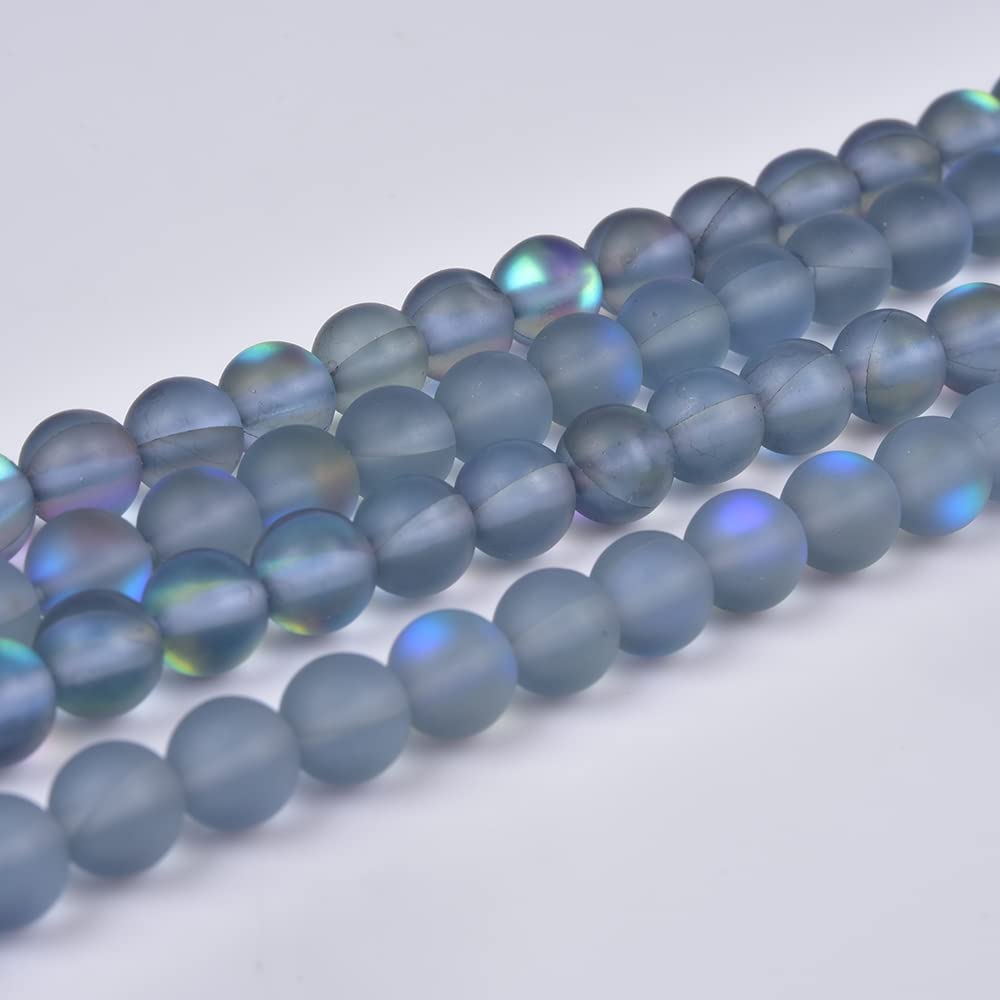 Asingeloo 38PCS 10mm Natural Gray Mystic Aura Quartz Gemstone Frosted Matte Titanium Round Loose Spacer Beads 15 inch Full Strand Crystal Healing Power Quartz