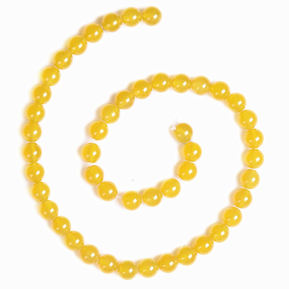 PLTbeads Natural Gemstone Loose Beads Smooth Round Approxi 15 inch DIY Bracelet Necklace for Jewelry Making (6mm, Yellow Agate)