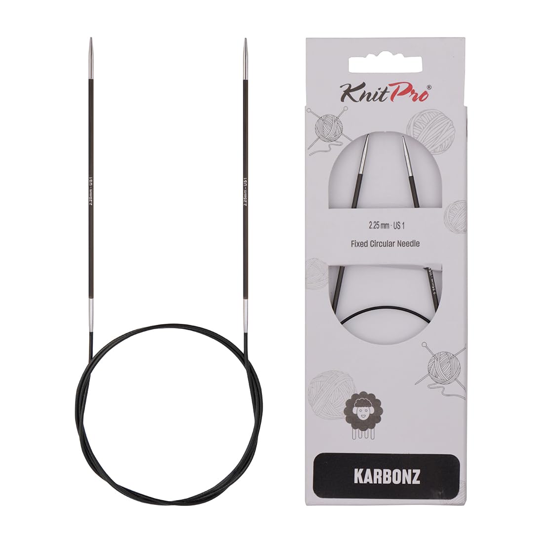 KnitPro Karbonz Fixed Circular Needle 32"(80cm) | US Size 1 (2.25mm)