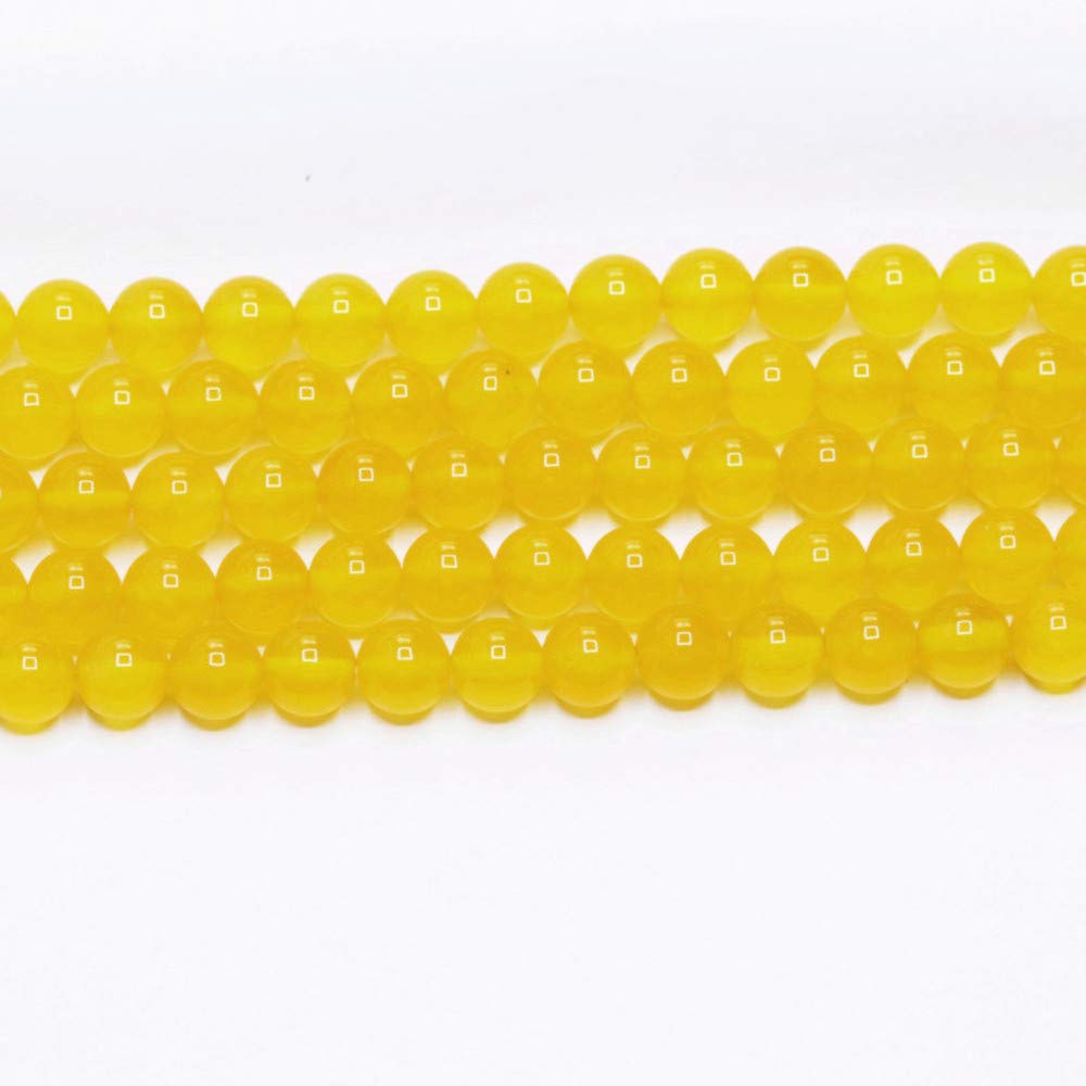 PLTbeads Natural Gemstone Loose Beads Smooth Round Approxi 15 inch DIY Bracelet Necklace for Jewelry Making (6mm, Yellow Agate)