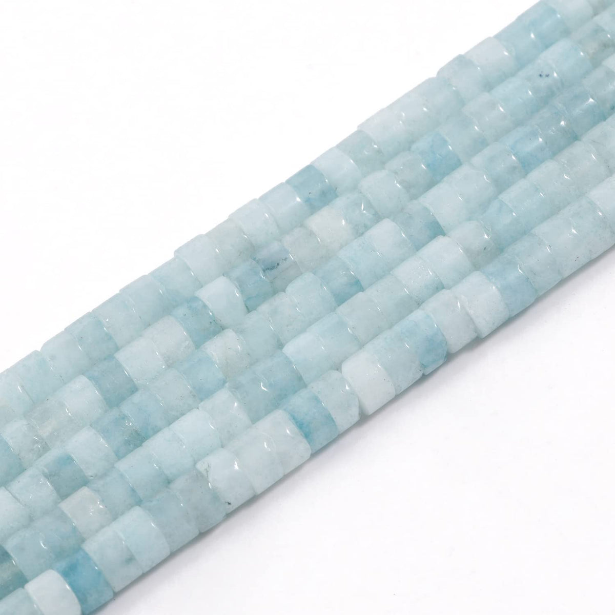 NITOPUPU 150Pcs 4×2mm Natural Aquamarine Spacer Stone Beads for Jewelry Making Supplies, Loose Semi Flat Round Gemstone Tube Beads for Bracelets DIY Crafts