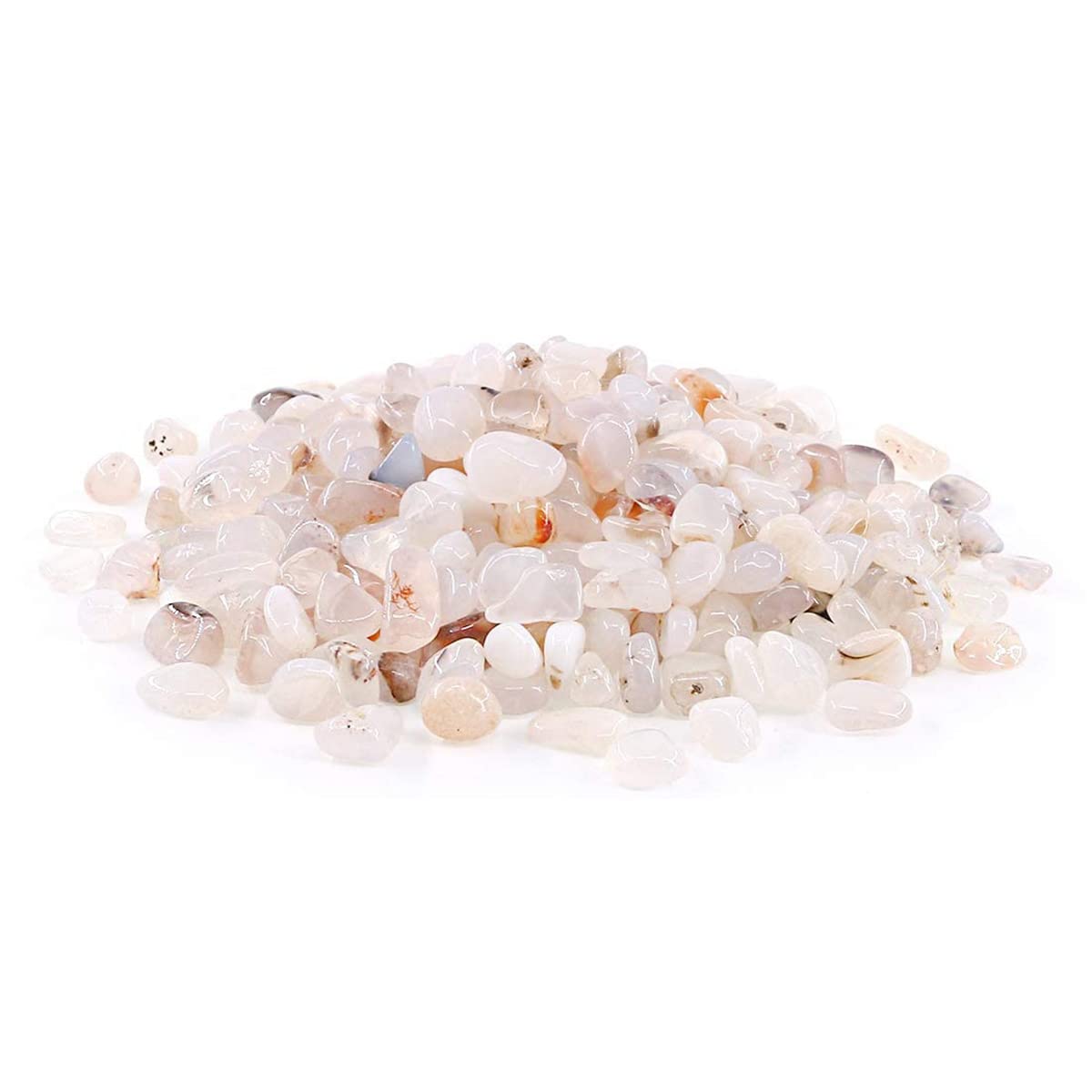 WAYBER Natural White Agate Pebbles, 1 Lb/460g Decorative Rocks Non-Toxic Crystal Stone Irregular Quartz Gemstone Crushed Pieces Tumbled Stone Chips for Jewelry Making/Home Decoration