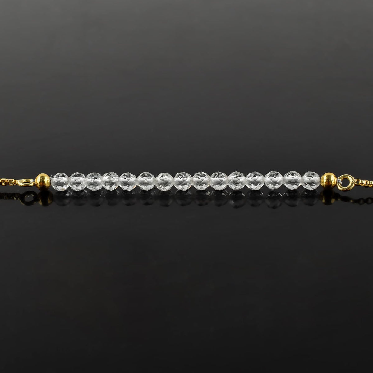 InfinityGemsArt White Topaz Bracelets For Women, November Birthstone Jewelry, Dainty Beads Beaded Stone Bolo Slider, Crystals Gemstones, 14K Gold Plated Adjustable Chain, Valentines Day Gifts For Her