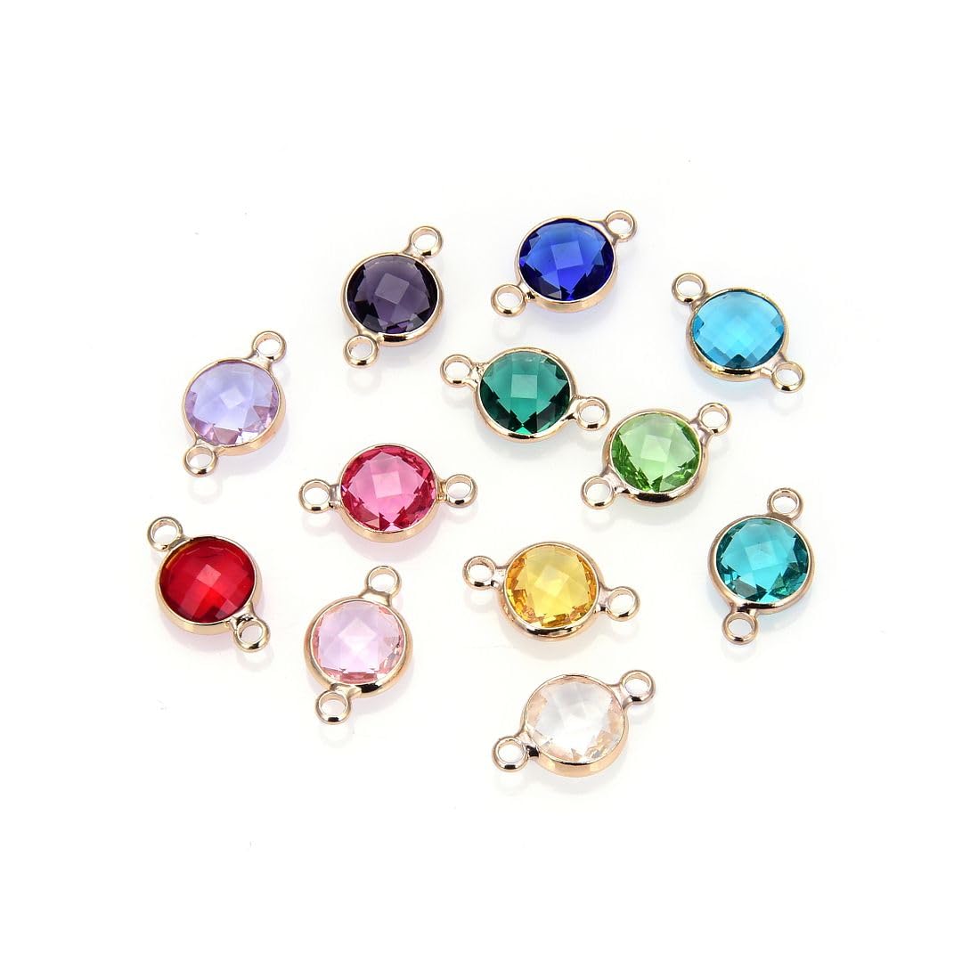 1 Set Adabele Grade A Mixed Birthstone Connector Links 8mm Austrian Crystal Bead 18K Yellow Gold Plated (12pcs) for DIY Craft Jewelry Making CCP29
