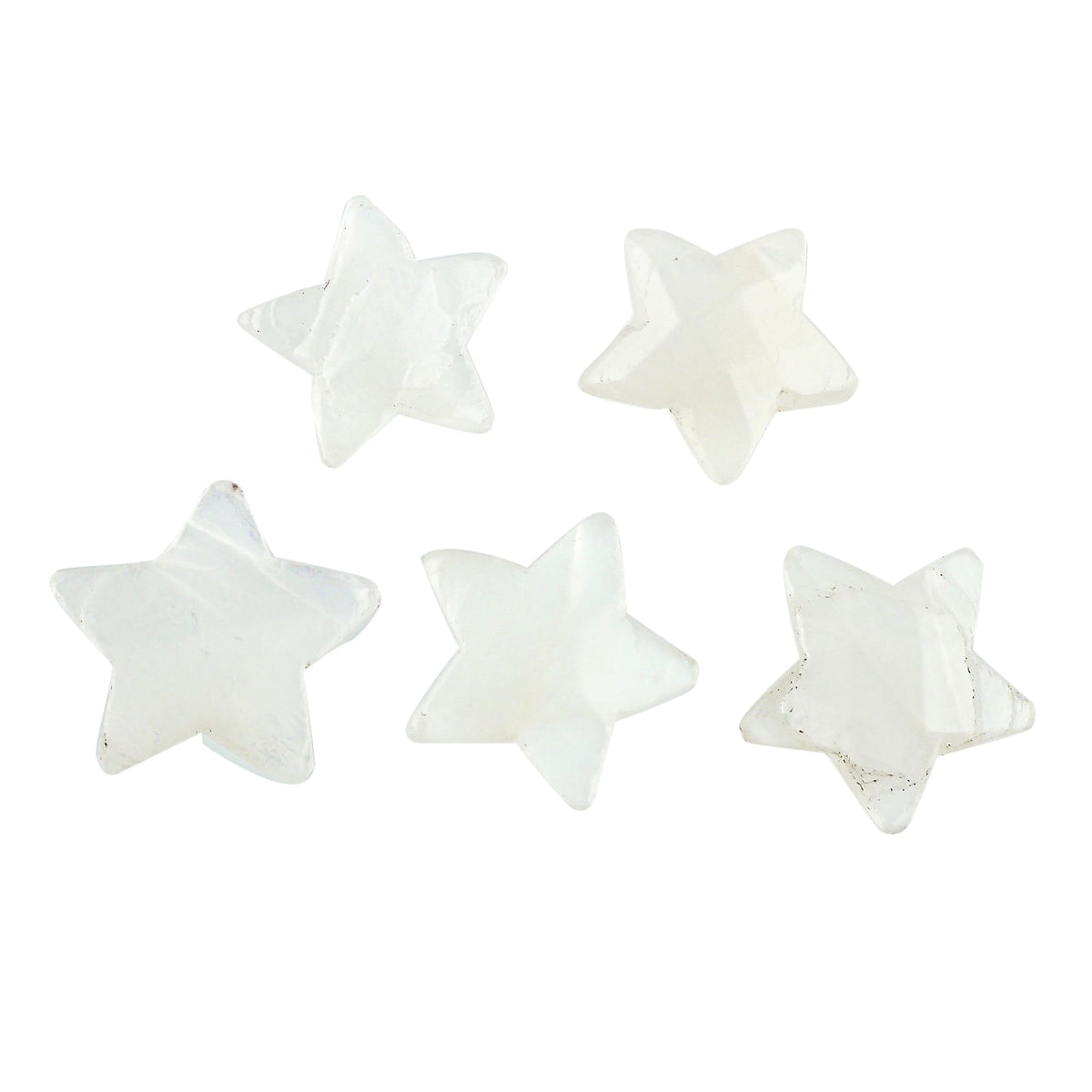CRYSTALINES 5pcs, Wholesale Natural White Moonstone Gemstones, Bulk Star Shape Stones, Assorted Loose Supply, DIY Craft-Jewelry Making, Chakra Healing Crystals, Gem Collection, 8-12mm