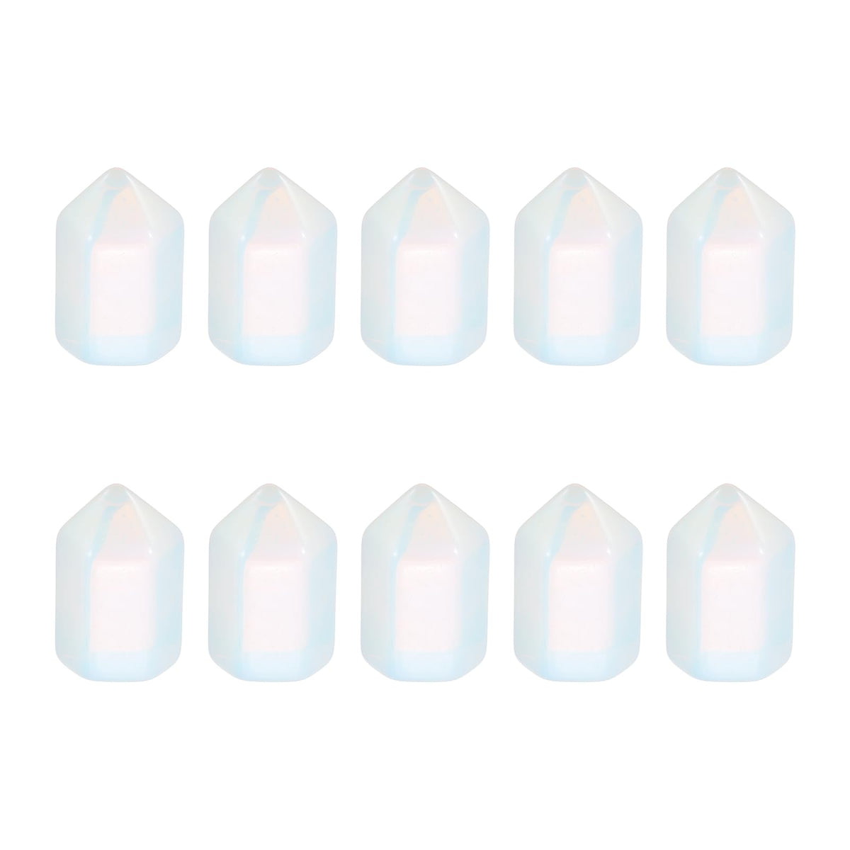 MECCANIXITY Crystals Wands Moonstone Hexagonal Faceted Single Points Towers Pocket Polished Stone Bulk for Energy Chakra Meditation Crystal Healing, 15 x 25mm (Milk White),5Pcs