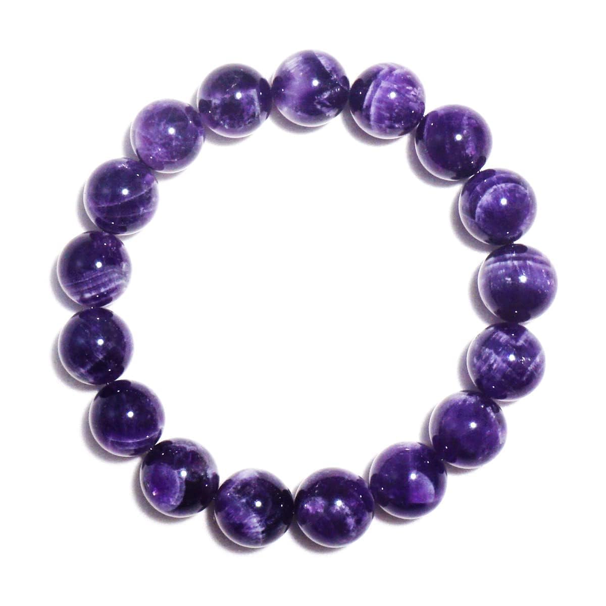 TaHLga 14MM Amethyst Bracelet for Men | Natural Third Eye & Crown Chakra Crystal | Fits for about 7.5" Wrist | Emotional Healing Spiritual Gift for Talismans & Amulets & Talismans Amulets & Feng Shui