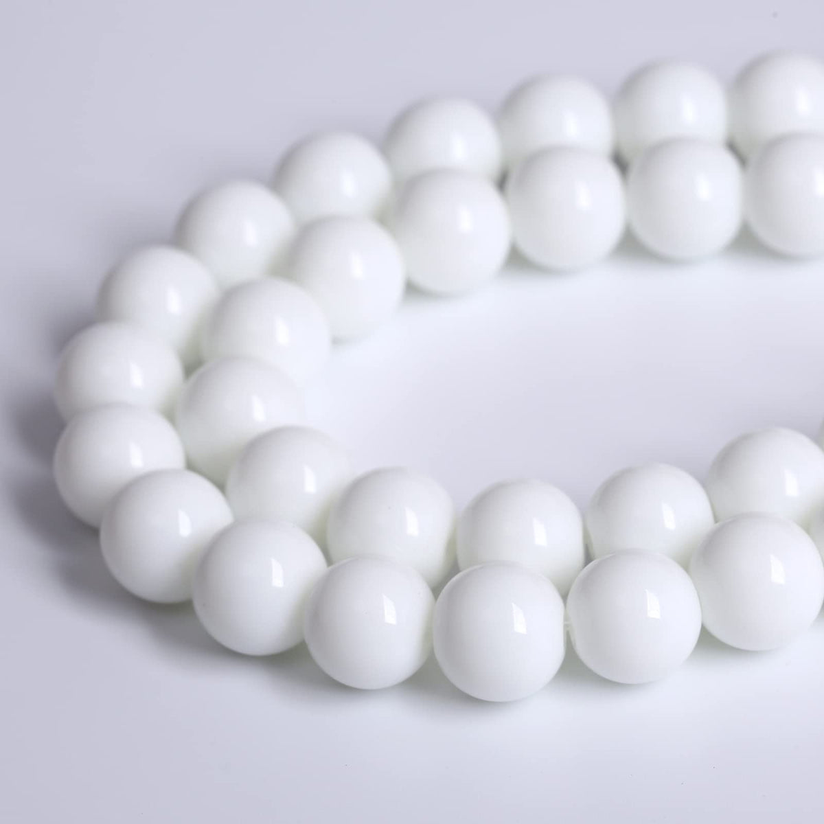 90PCS 8mm Natural White Porcelain Agates Stone Round Beads for Jewelry Making Spacer Loose Spacers Beads DIY Bracelets 32" 2 Strand