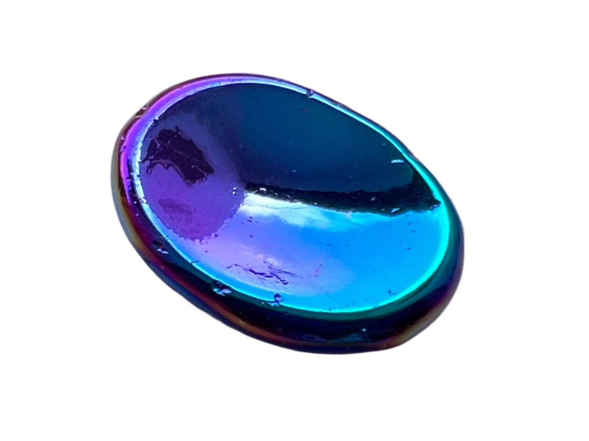 Titanium Aura Quartz Thumb Worry Stones Metaphysical Gemstone Crystal Healing Reiki Men Women Gift FENG Shui Positive Energy Love Wellness Palm Stones Wicca Powerful