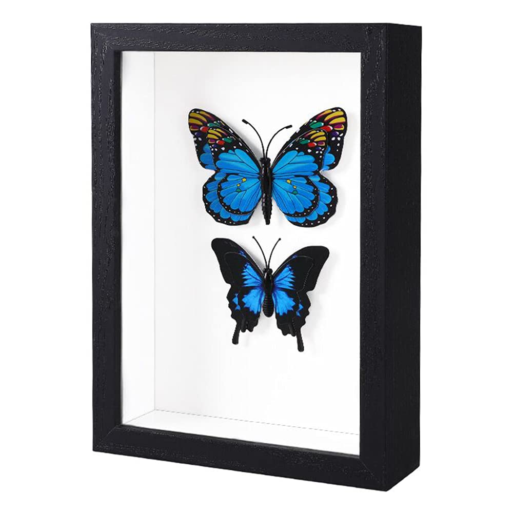 KAPIX Shadow Box 5x7 Picture Frame with Real Glass Deep Wood Memory Box Display case for Flowers,Ticket,Memorabilia,Keepsake,Medal,Art and Photos,Black