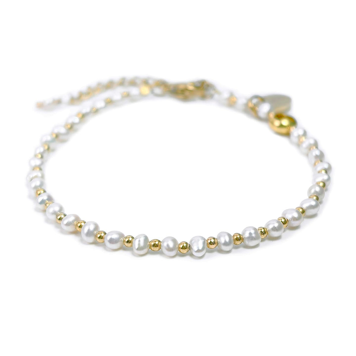 Morchic 3mm Fresh Water Pearl Natural Gemstone Beaded Bracelet for Women, Dainty Tiny Charm Jewelry, Adjustable 7.1-8.6", Ideal Birthday Holiday Gift